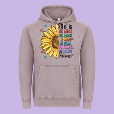 Vintage Hoodie she is strong fearless warm loving mom