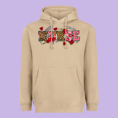 Valentines Day Nurse Heavyweight Hoodie Designed By Nancycooperartshop
