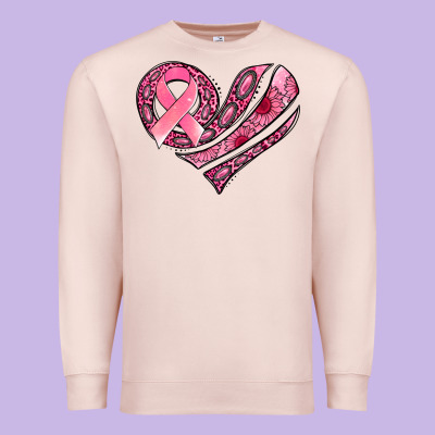 Breast Cancer Awareness Heart Premium Sweatshirt Designed By Jasminsmagicworld