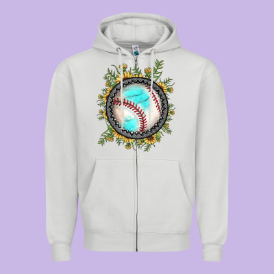Baseball Gemstone Sunflower Zipper Hoodie Designed By Jahusdesignshop