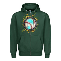 Sports Green baseball gemstone sunflower Zipper Hoodie - JahusDesignShop