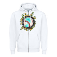 White baseball gemstone sunflower Zipper Hoodie - JahusDesignShop