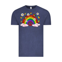 Vintage Denim pride rainbow with daisy and butterfly Vintage Tee - texasbilliewilder