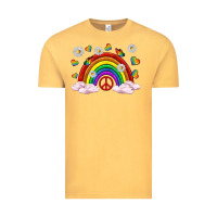 Vintage Mustard pride rainbow with daisy and butterfly Vintage Tee - texasbilliewilder