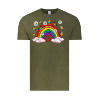 Vintage Olive pride rainbow with daisy and butterfly Vintage Tee - texasbilliewilder