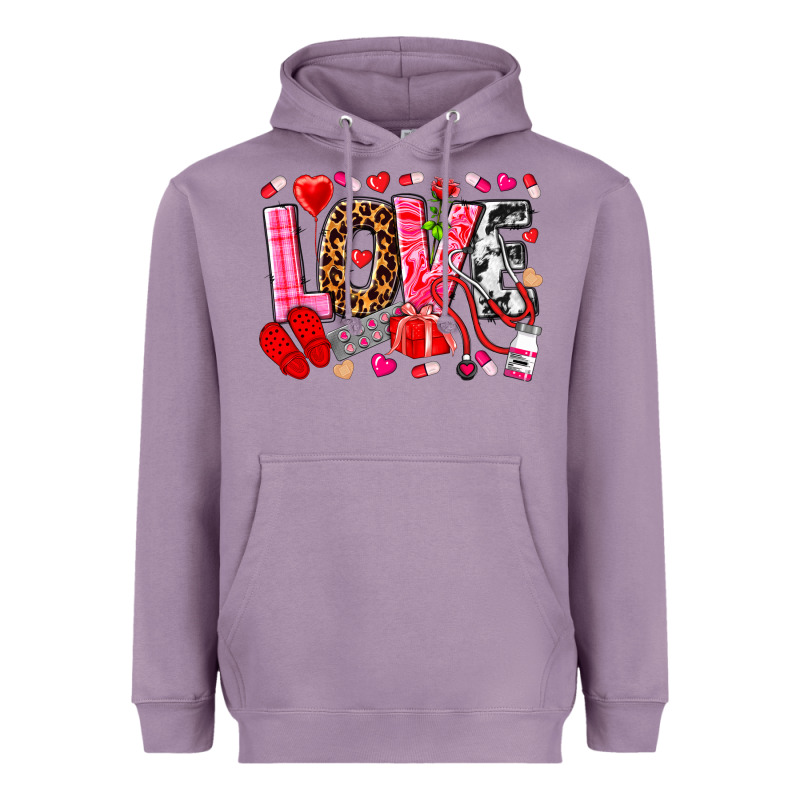 Valentines Day Love Nurse Heavyweight Hoodie by NancyCooperArtShop | Teevron
