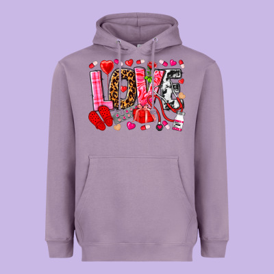 Valentines Day Love Nurse Heavyweight Hoodie Designed By Nancycooperartshop