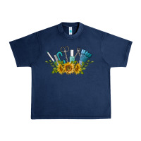 Navy nail tools with sunflower Urban Heavy Tee - BarkalooDesign