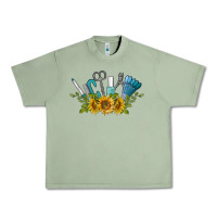 Oil Green nail tools with sunflower Urban Heavy Tee - BarkalooDesign