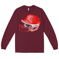 Burgundy red softball helmet fa element Long Sleeve Tee - FaDigitalArtStudio