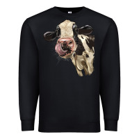 Black Cute Holstein Heifer Premium Sweatshirt - LillyAllenDesigns