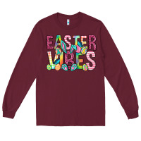 Burgundy Easter vibes Easter Day Long Sleeve Tee - Neo Western