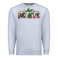 Heather Grey believe santa claus christmas Premium Sweatshirt - Jasminsmagicworld