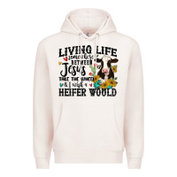 Pale Pink living life somewhere between jesus take the wheel Premium Hoodie - MaliasSmallBusiness