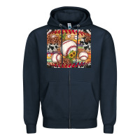 Navy baseball leopard cowhide sunflower Zipper Hoodie - JahusDesignShop
