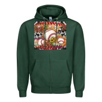 Sports Green baseball leopard cowhide sunflower Zipper Hoodie - JahusDesignShop
