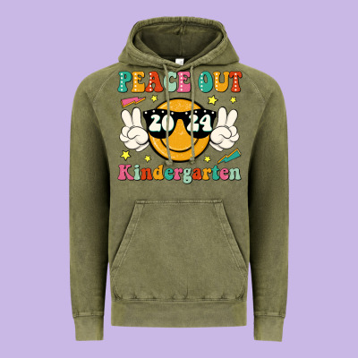 Peace Out 2024 Kindergarten Vintage Hoodie Designed By Jahusdesignshop