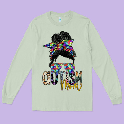 Autism Mom Long Sleeve Tee Designed By Sublimationcraftshop