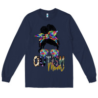 Navy autism mom Long Sleeve Tee - SublimationCraftShop