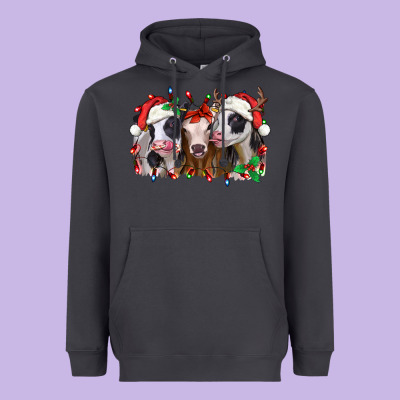 Funny Christmas Heifers Heavyweight Hoodie Designed By Jasminsmagicworld