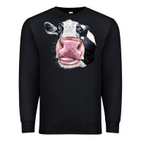 Black Cute Holstein Face Premium Sweatshirt - LillyAllenDesigns