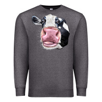 Charcoal Heather Cute Holstein Face Premium Sweatshirt - LillyAllenDesigns