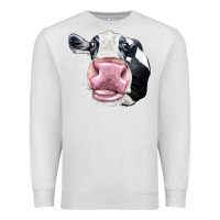 Oatmeal Heather Cute Holstein Face Premium Sweatshirt - LillyAllenDesigns