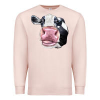 Pale Pink Cute Holstein Face Premium Sweatshirt - LillyAllenDesigns