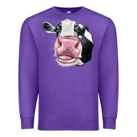 Purple Cute Holstein Face Premium Sweatshirt - LillyAllenDesigns