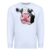 White Cute Holstein Face Premium Sweatshirt - LillyAllenDesigns