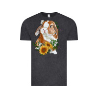 Vintage Black Bunny With Sunflowers Vintage Tee - RanaPortraitStore