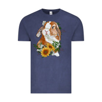 Vintage Denim Bunny With Sunflowers Vintage Tee - RanaPortraitStore