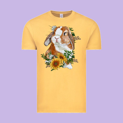 Vintage Tee Bunny With Sunflowers