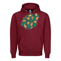 Burgundy christmas gingerbread cookies patch Zipper Hoodie - BundleAndBundleShop