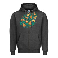 Charcoal Heather christmas gingerbread cookies patch Zipper Hoodie - BundleAndBundleShop
