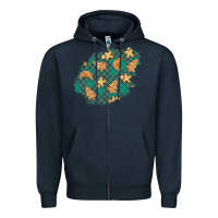 Navy christmas gingerbread cookies patch Zipper Hoodie - BundleAndBundleShop