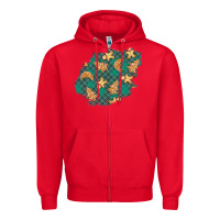 Red christmas gingerbread cookies patch Zipper Hoodie - BundleAndBundleShop