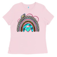 Bubblegum Pink race rainbow Ladies Tee - AdoDesignShop