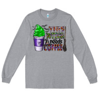 Heather Grey this witch needs coffee Long Sleeve Tee - CowhideDigitalArt