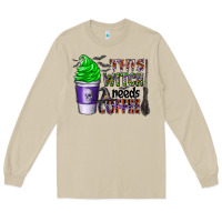 Mushroom this witch needs coffee Long Sleeve Tee - CowhideDigitalArt