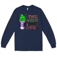 Navy this witch needs coffee Long Sleeve Tee - CowhideDigitalArt