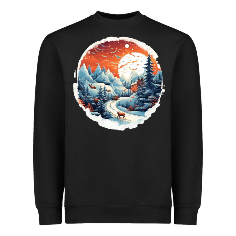 Deer Snow House Design Heavyweight Sweatshirt by Unal Design | Teevron