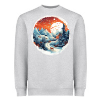 Heather Grey deer snow house design Heavyweight Sweatshirt - Unal Design