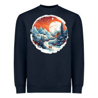 Navy deer snow house design Heavyweight Sweatshirt - Unal Design
