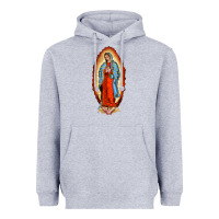 Heather Grey our new lady of guadalupe Heavyweight Hoodie - BarkalooDesign