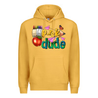 Mustard pre k school pencil dude Premium Hoodie - NancyCooperArtShop