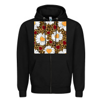 Black valentines day daisy and leopard seamless pattern Zipper Hoodie - BundleAndBundleShop