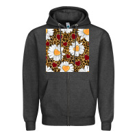 Charcoal Heather valentines day daisy and leopard seamless pattern Zipper Hoodie - BundleAndBundleShop