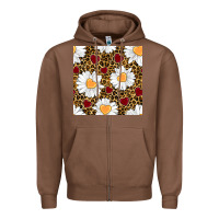 Chestnut valentines day daisy and leopard seamless pattern Zipper Hoodie - BundleAndBundleShop