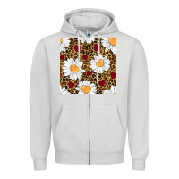 Dove Grey valentines day daisy and leopard seamless pattern Zipper Hoodie - BundleAndBundleShop